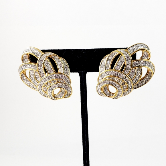 Swarovski Jewelry - Vintage Swarovski Earrings Rhinestones Clip On